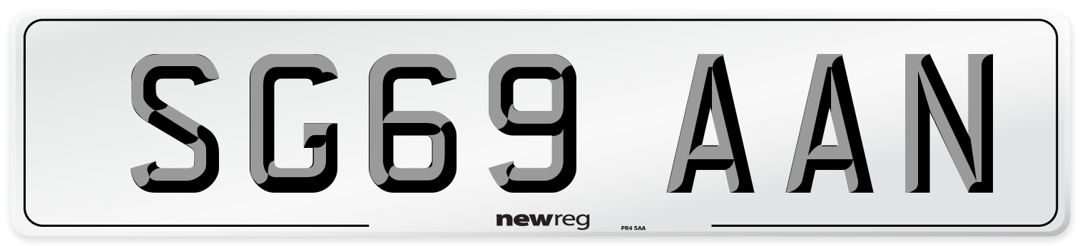 SG69 AAN Number Plate from New Reg